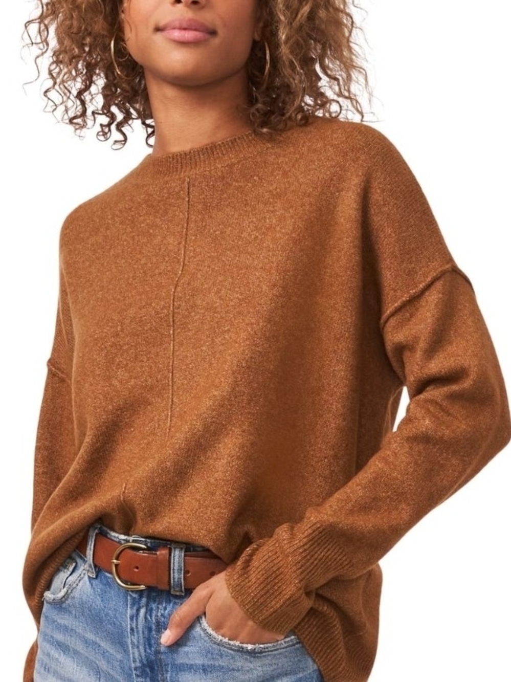 Vince Camuto Crewneck Sweater Burnt Orange/Brown Sugar Sz XL